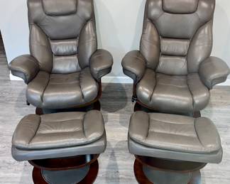 Leather swivel chairs and ottomans
