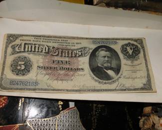 Antique $5 bill with Grant on it