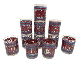 11 Vintage Happy Holidays StainedGlass Design Cups