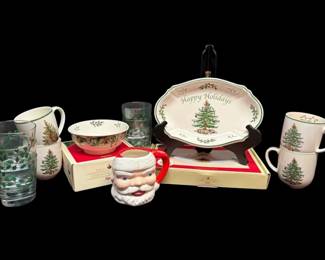 Spode Christmas Tree Tray, Mugs, More
