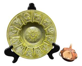 Ceramic Zodiac Wood Fish Ashtrays