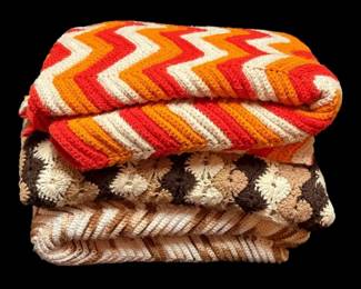 Brown Orange Toned Afghan Blankets