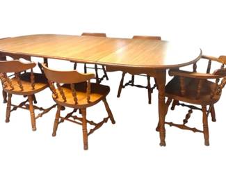 Wooden Dining Table With 6 Chairs And 3 Leaves