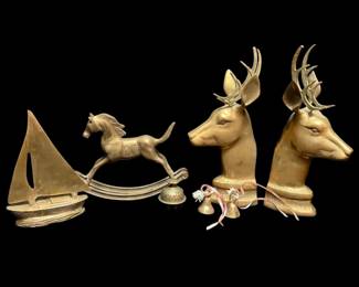 Brass Reindeer Bookends, Rocking Horse, More