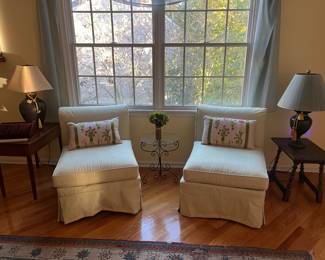Pr. Of slipper chairs