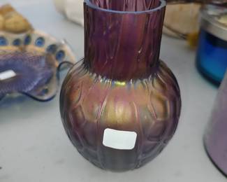 antique irridescent glass vase