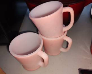pink Fire King mugs