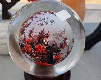 reverse painted Chinese glass globe