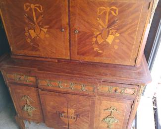 antique french style inlaid chest w/ marble top