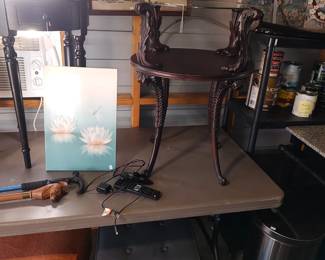 storage stool, antique acanthus leaf able