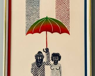 Jean Soriano (b. 1943, Algeria), "Two Americans in Paris" Pencil Signed & Numbered Intaglio. 12.75" x 25".