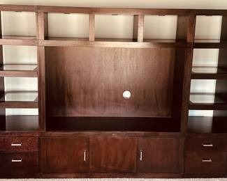 Lighted Media Center from Gorman's, 9' W x 21.75" D x 77", Can Be Separated into 3 Sections.