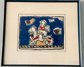 Marc-Antoine Bissièr Aka Louttre B. (France, 1926-2012) Artist Proof, "The Rider" Mixed Media Collage, Pencil Signed. 24" x 21", Includes COA. 