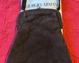 Vintage Giorgio Armani Brown Suede Handbag with Dust Cover and Original Box.