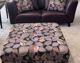 Carter Square Upholstered Ottoman, 35" x 15"h, Includes 3 Matching Throw Pillows Matches Perfectly with our Leather Sofa.