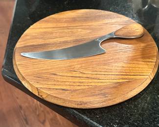 Vintage Dansk Teakwood Cheese Board & Knife.
