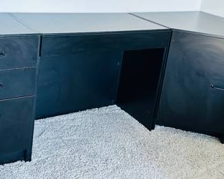 Tech line (USA) Black 3 Section Desk with Storage.