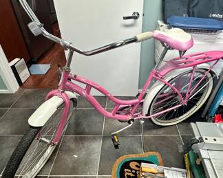 Fancy Pink Schwinn "Windwood" 26" Beach Cruiser with Bell and Basket (Not Pictured).