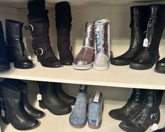 Boutique 9 Leather Half Boots with Buckle, London Fog Rain Boots (sz. 9), Sequin Ugg Boots (Size 9), Chooka's and More!