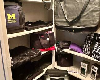 Utilitarian Closet with Luggage, Diffusers, Tesla VIP Luggage and More.
