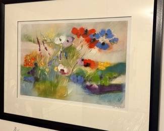 Dan Partouche (Israeli, B. 1936) Pencil Signed and Numbered 99/750, "Field Flowers" Original Watercolor on Watermarked Paper.