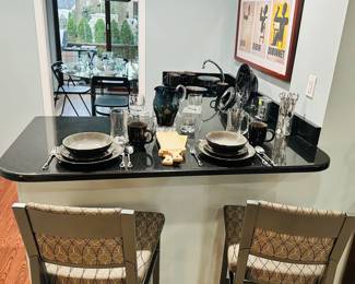 Wonderful Bar Area with Gorgeous Serving Pieces.