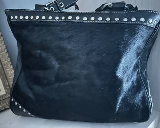 Aqua Madonna Leather Studded Purse with Dust Cover.