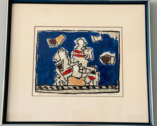 Marc-Antoine Bissièr Aka Louttre B. (France, 1926-2012) Artist Proof, "The Rider" Mixed Media Collage, Pencil Signed. 24" x 21", Includes COA. 