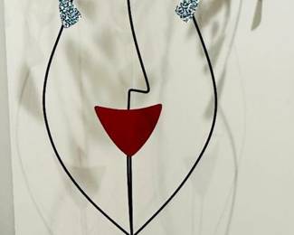 Mid Century Modern Steve Cambronne ("Stevotomic") Signed Iron Art Googie Face. 82"h x 29"w