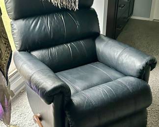 Comfortable Black Leather LA-Z-BOY Recliner, 41"H x 31"D x 33"W.