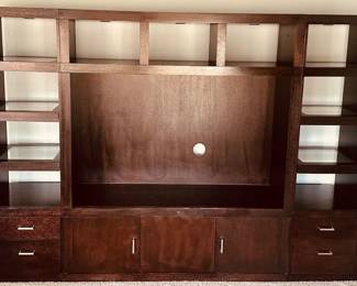 Lighted Media Center from Gorman's, 9' W x 21.75" D x 77", Can Be Separated into 3 Sections.