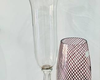 Amazing Art Glass Including Hand Made Crystal from Badash for Krosno, Ridiculously Stunning "Arte Della Filigrana" Glass Art Vase and a 26.5" Lidded Apothecary Jar.