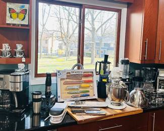 Still More Wonderful Kitchen Items Available Including a Cuisinart Coffee Center 12 Cup Coffee Maker and Single Server Combo, a Sharper Image 5 in 1 Chopper and Slicer, Pair of Brand New Ed Wusthof Knives and More!