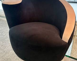 Details of the Weiman Swivel Nautilus Chairs in Blush Pink and Black