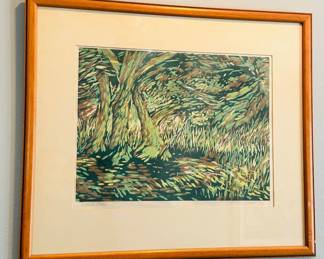 Linda Headlee, Local Artist, "Hueston Woods", Pencil Signed and Numbered 3/5, Reproduction Wood Print, 23.5" x 20".