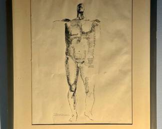 One of Two Framed Signed Drawings Originally From the Birmingham Gallery.