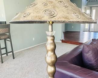 Vintage Postmodern Leeazanne Metalic Silver Table Lamp Produced by the Lam Lee Group (USA), 26"