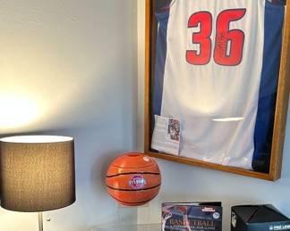 Sports Decor, Great Lighting and Signed Rashid Wallace Jersey.
