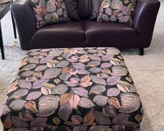 Carter Square Upholstered Ottoman, 35" x 15"h, Includes 3 Matching Throw Pillows Matches Perfectly with our Leather Sofa.