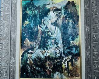 Stan Burns Oil on Masonite, "Seated Figure No. 6", 13.5" x 16.75".