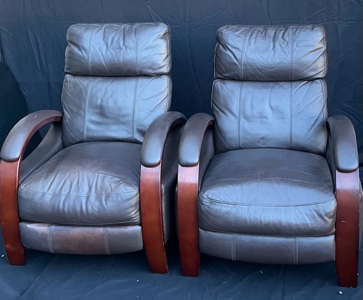 001 Brown Leather Recliners
