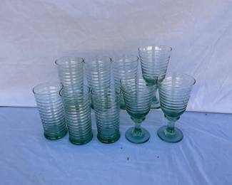 Libbey Green Glasses And Goblets 