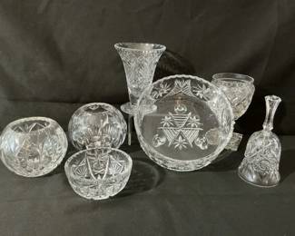 Crystal Bowls, Glasses, And Bell