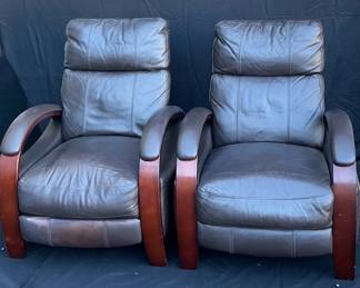001 Brown Leather Recliners