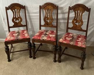 Three Floral Upholstered Chairs 