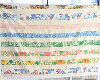 A Vintage Tied Strip Quilt, Mid-to-Late 20th Century
