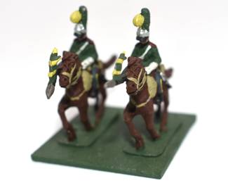 A Pair of Hand-Painted Cast Metal Napoleonic Era Dragoon Cavalry Figures
