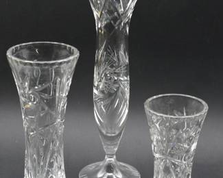 Three Cut Crystal Pinwheel Vases
