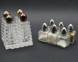 A Group of Ten Assorted Glass and Metal Salt and Pepper Shakers
