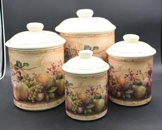 A Set of Four Certified International 'Windsor Fruit' Canisters by Pamela Gladding
